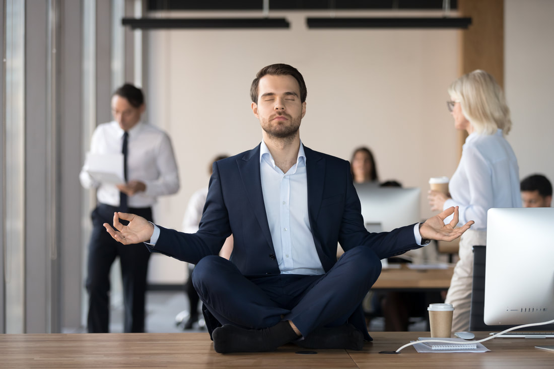 executive meditating peace of mind
